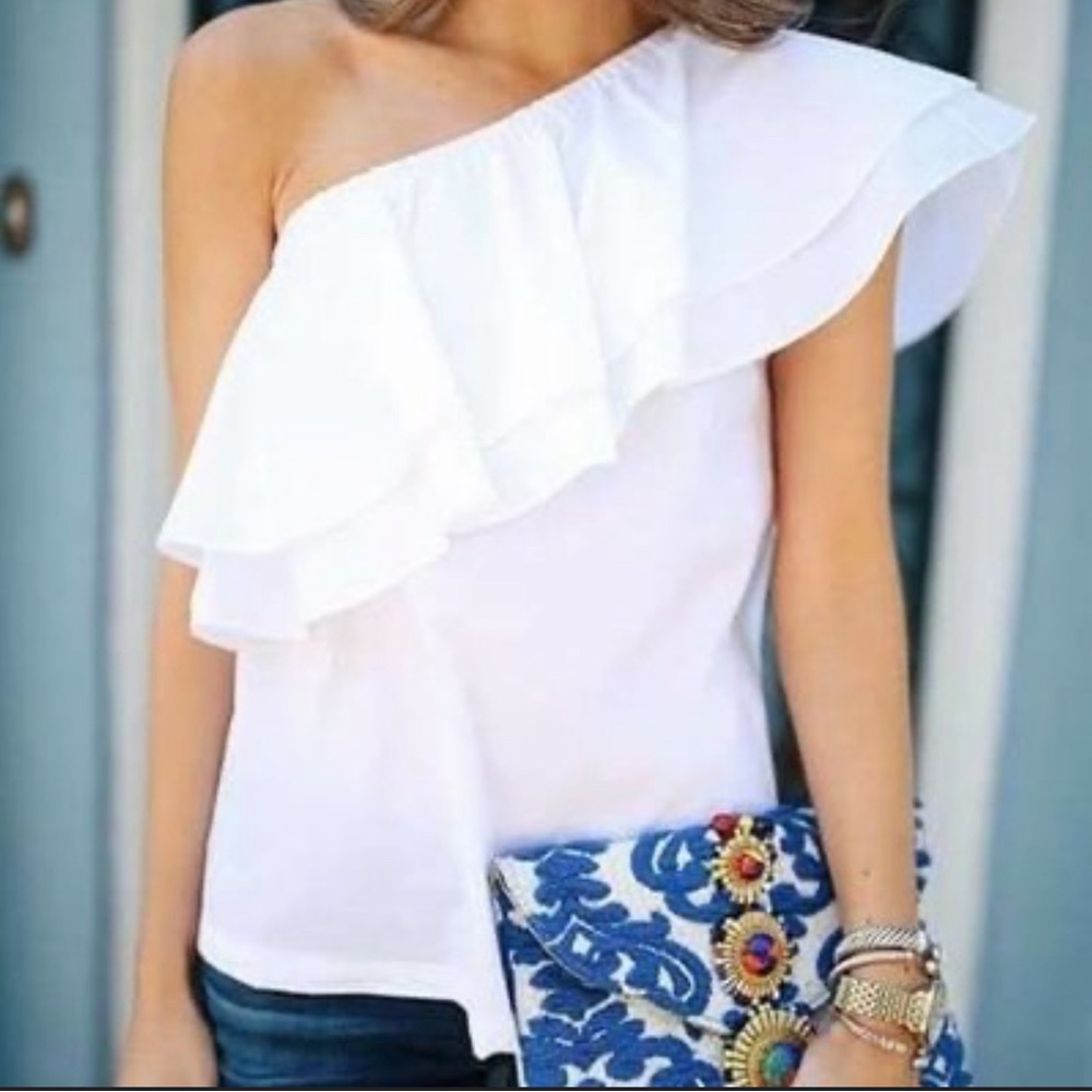 One shoulder ruffle top